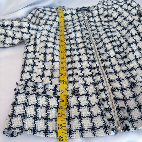Karl Lagerfeld Paris Woven Jacket Tweed Zip Up Dress Blazer Zipper Cuffs Size 4 - Picture 14 of 16
